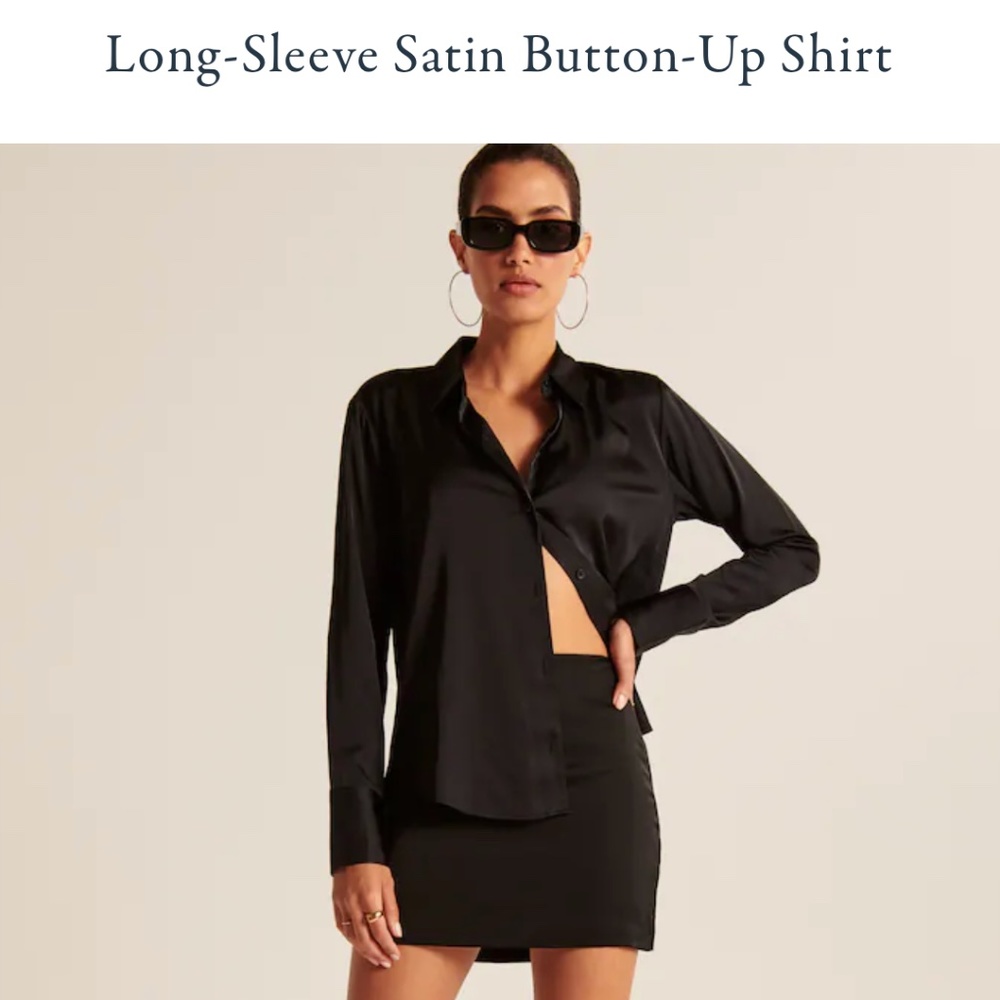 NWOT Abercrombie Black Satin Shirt
